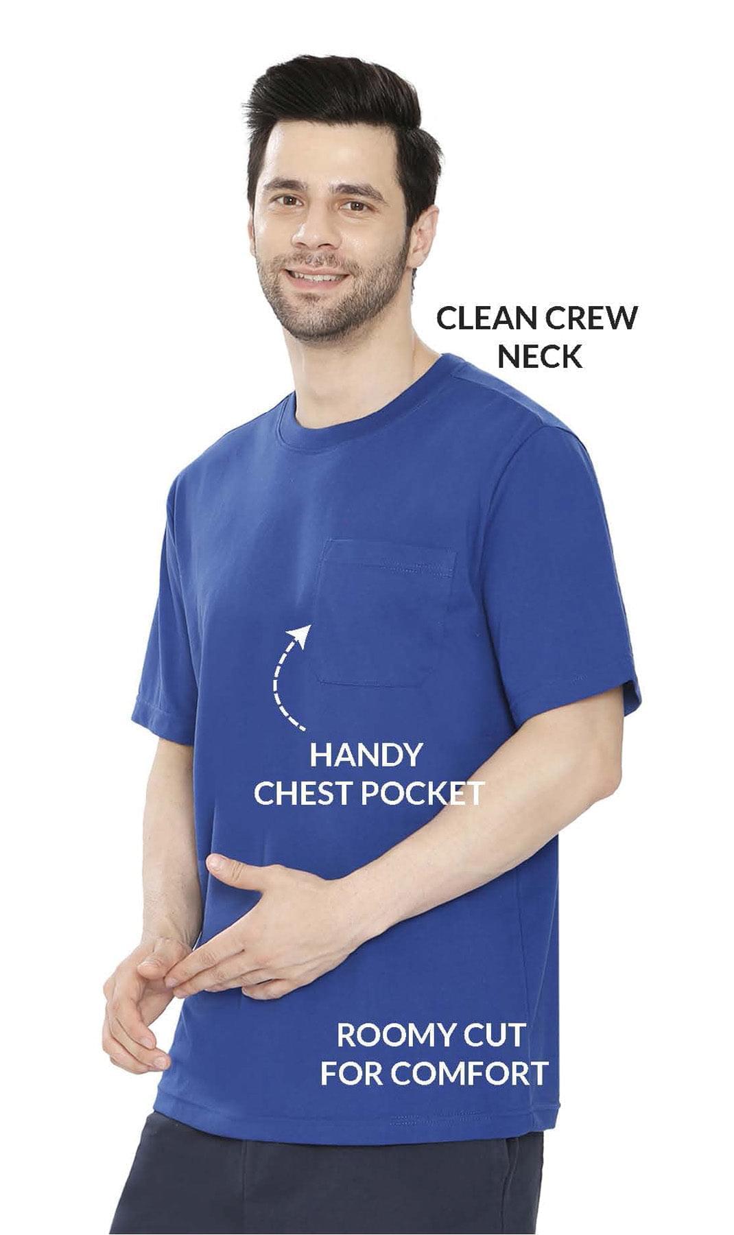 Men's Crew Neck Pocket Tee Shirt - Sturdy Jersey Keeps Its Shape - Details -TURTLE BAY APPAREL