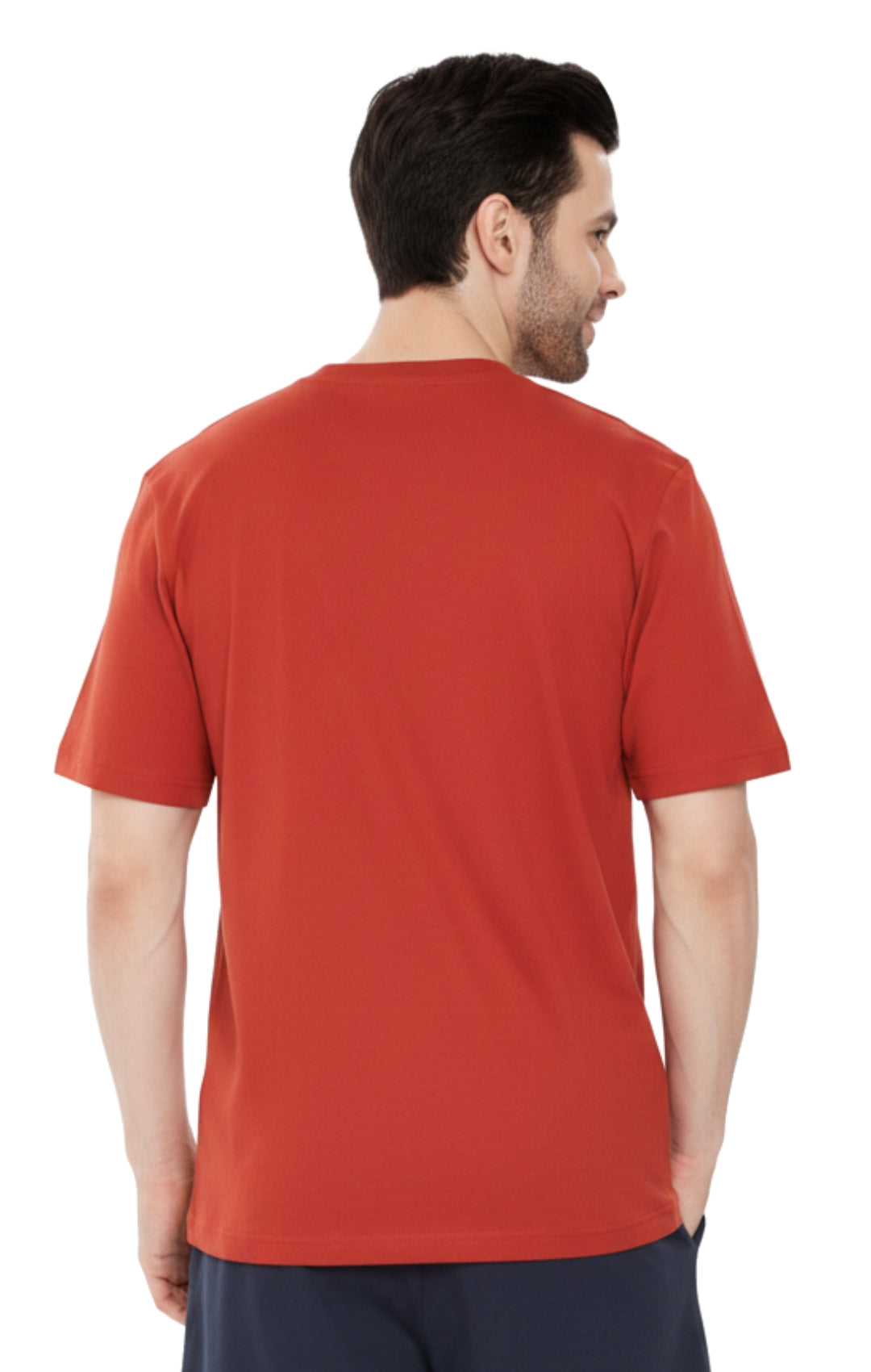 Turtle Bay Apparel Men's Heavyweight Short Sleeve Crew Neck with Pocket T-Shirt – Red Back View