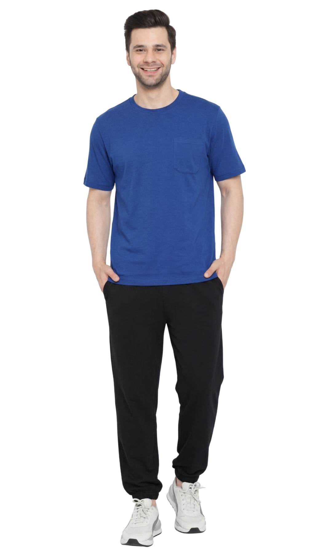 Turtle Bay Apparel Men's Heavyweight Short Sleeve Crew Neck with Pocket T-Shirt – Royal Full Length View