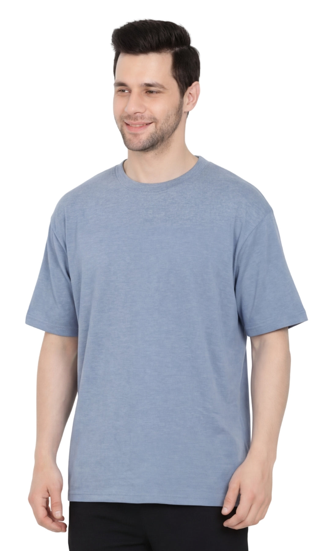 Turtle Bay Apparel Men's Heavyweight Crew Neck T-Shirt – Blue Front View