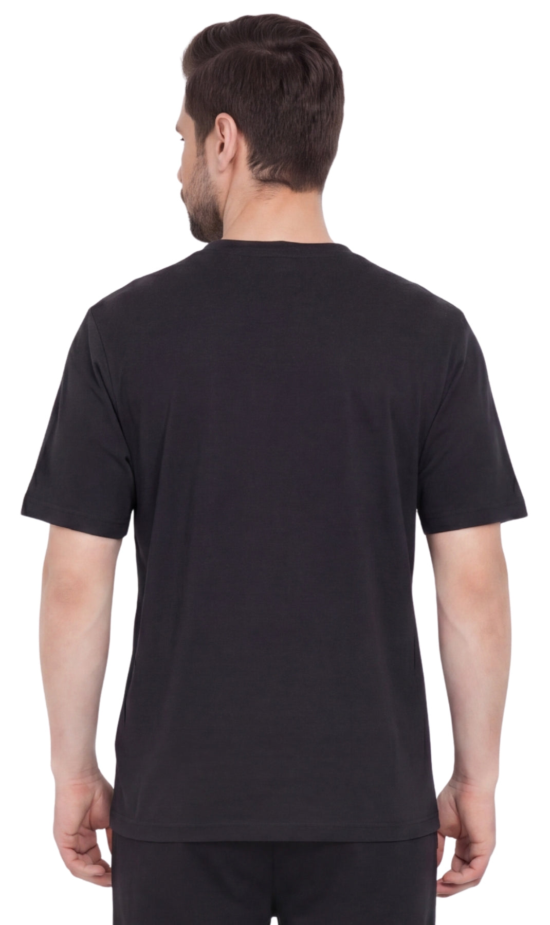 Turtle Bay New York Men's Heavyweight Short Sleeve V-Neck T-Shirt – Relaxed Fit Cotton Blend with Pocket black back
