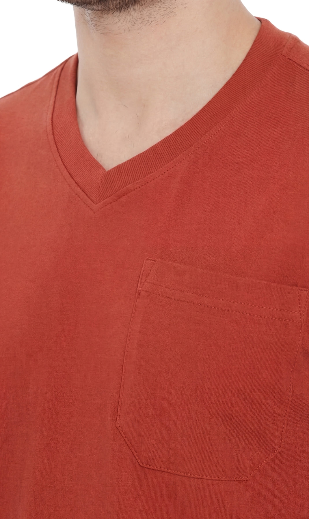 Turtle Bay New York Men's Heavyweight Short Sleeve V-Neck T-Shirt – Relaxed Fit Cotton Blend with Pocket redwood neck