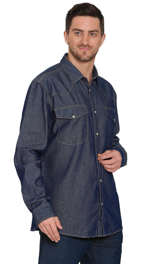 Mens Western Snap Front Shirt - Black- Side -TURTLE BAY APPAREL