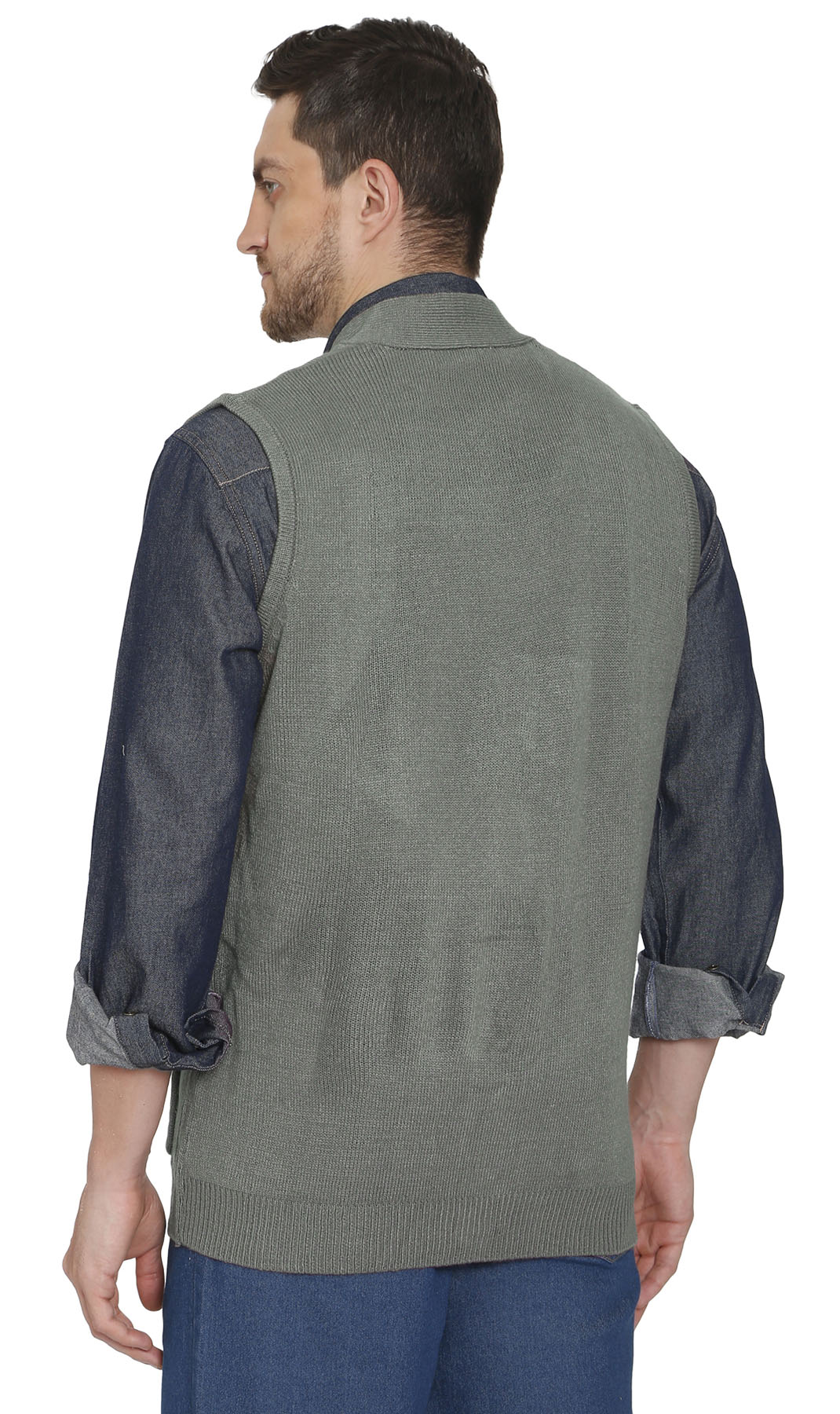 Men's Cashmere-Like Button Front Flat Knit Sweater Vest with front patch pockets