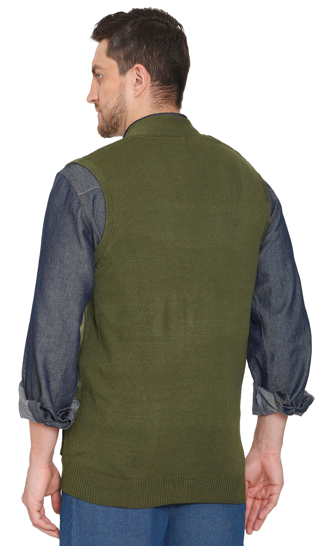 Men's Cashmere-Like Button Front Flat Knit Sweater Vest with front patch pockets 24