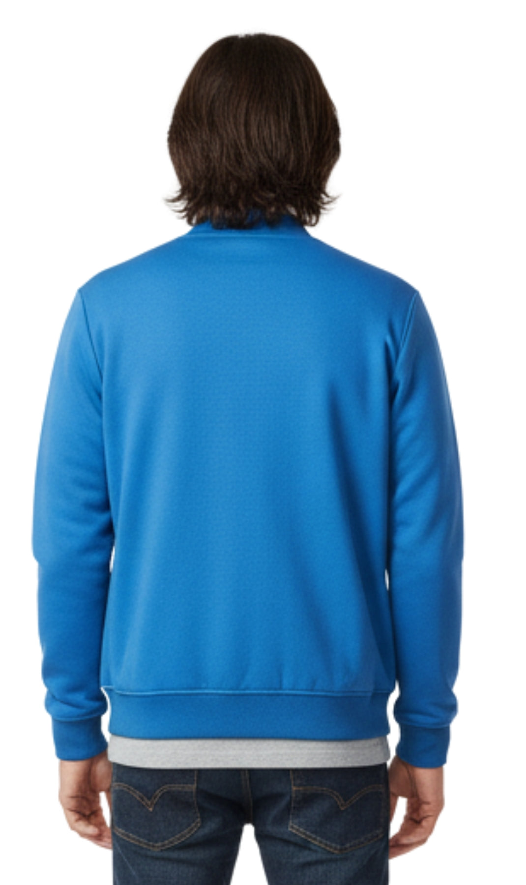 Turtle Bay New York Men's Classic Zip-Up Baseball Fleece Jacket in Lightweight Cotton Blend Fabric with Sporty Edge cobalt Back