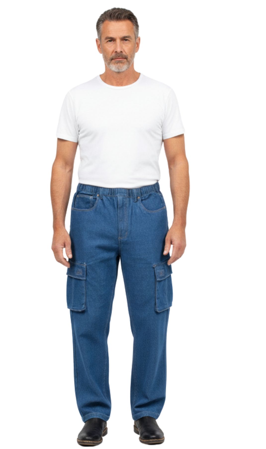 Men's Double Cargo Pocket Pull On Jeans 4