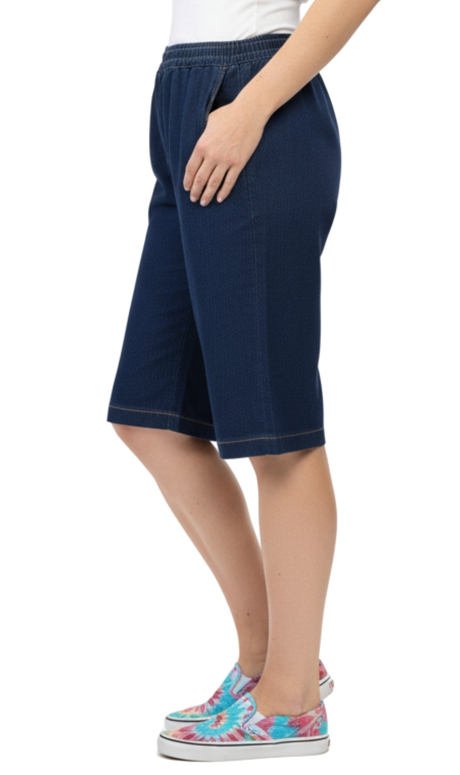 Women's Easy Pull on Bermuda Shorts in Denim and Twill 3