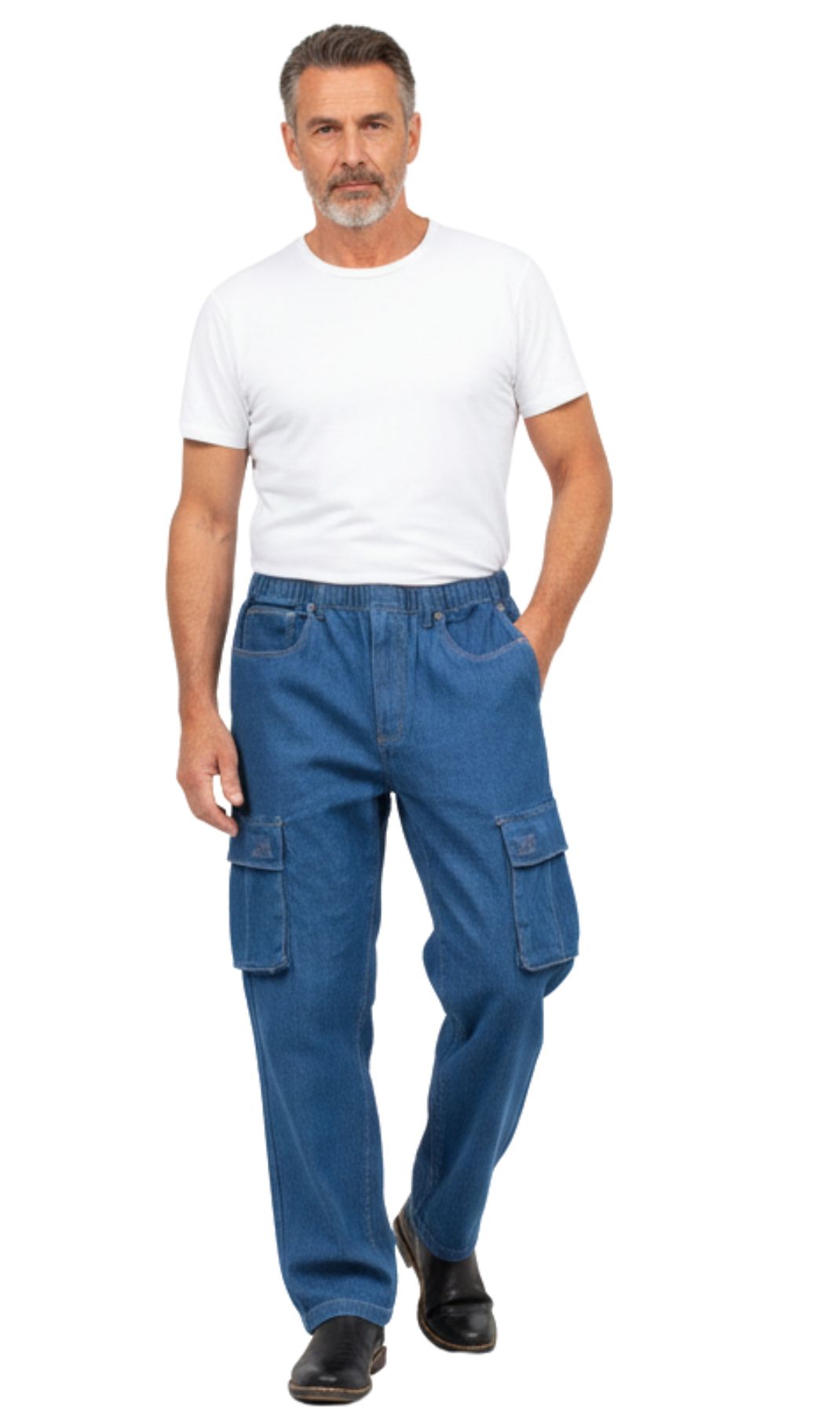 Men's Double Cargo Pocket Pull On Jeans 5