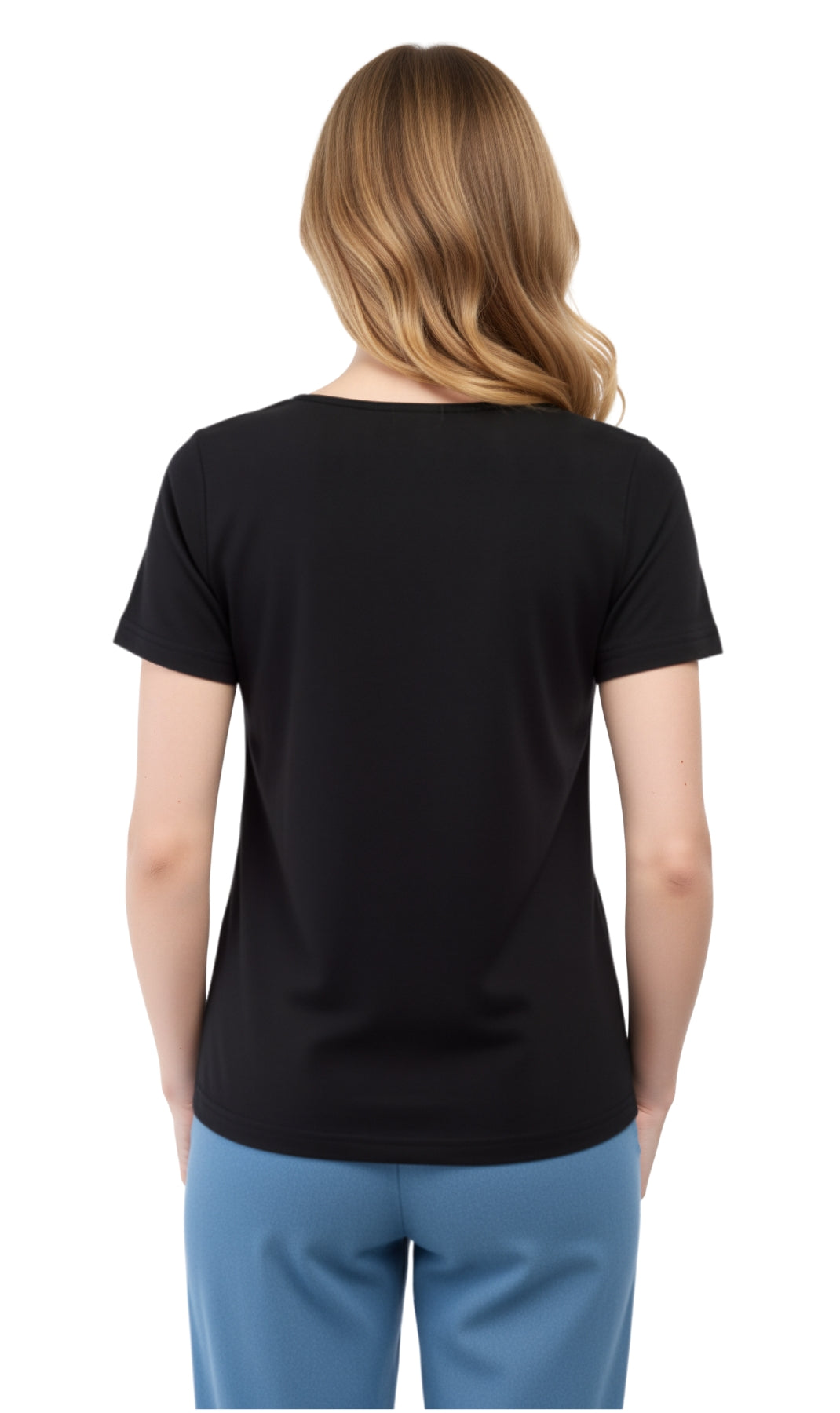 Women's Short Sleeve Cotton Knit T-shirt in Pintuck Style 21