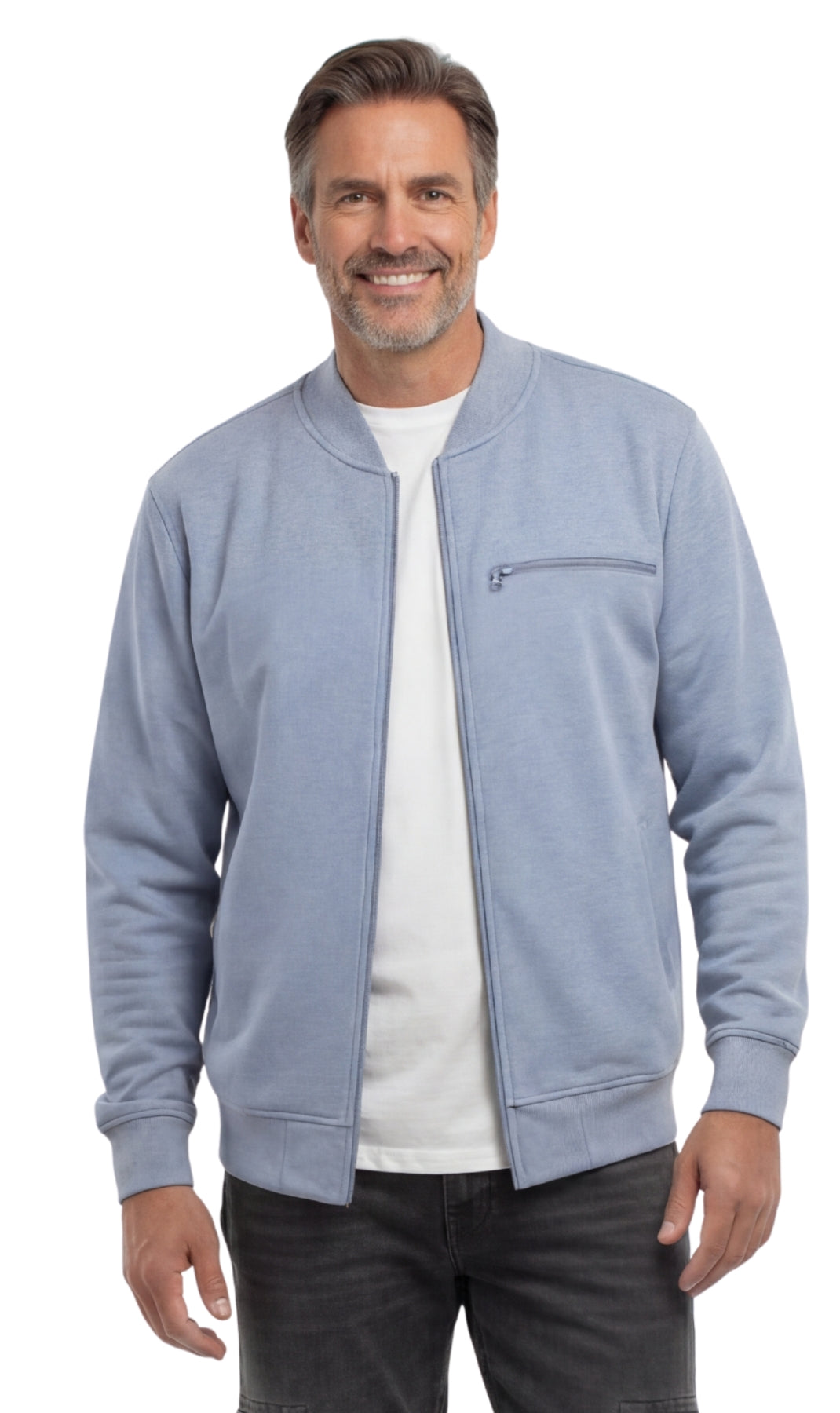 Men's Classic Zip-Up Baseball Fleece Jacket in Lightweight Cotton Blend Fabric with Sporty Edge 7