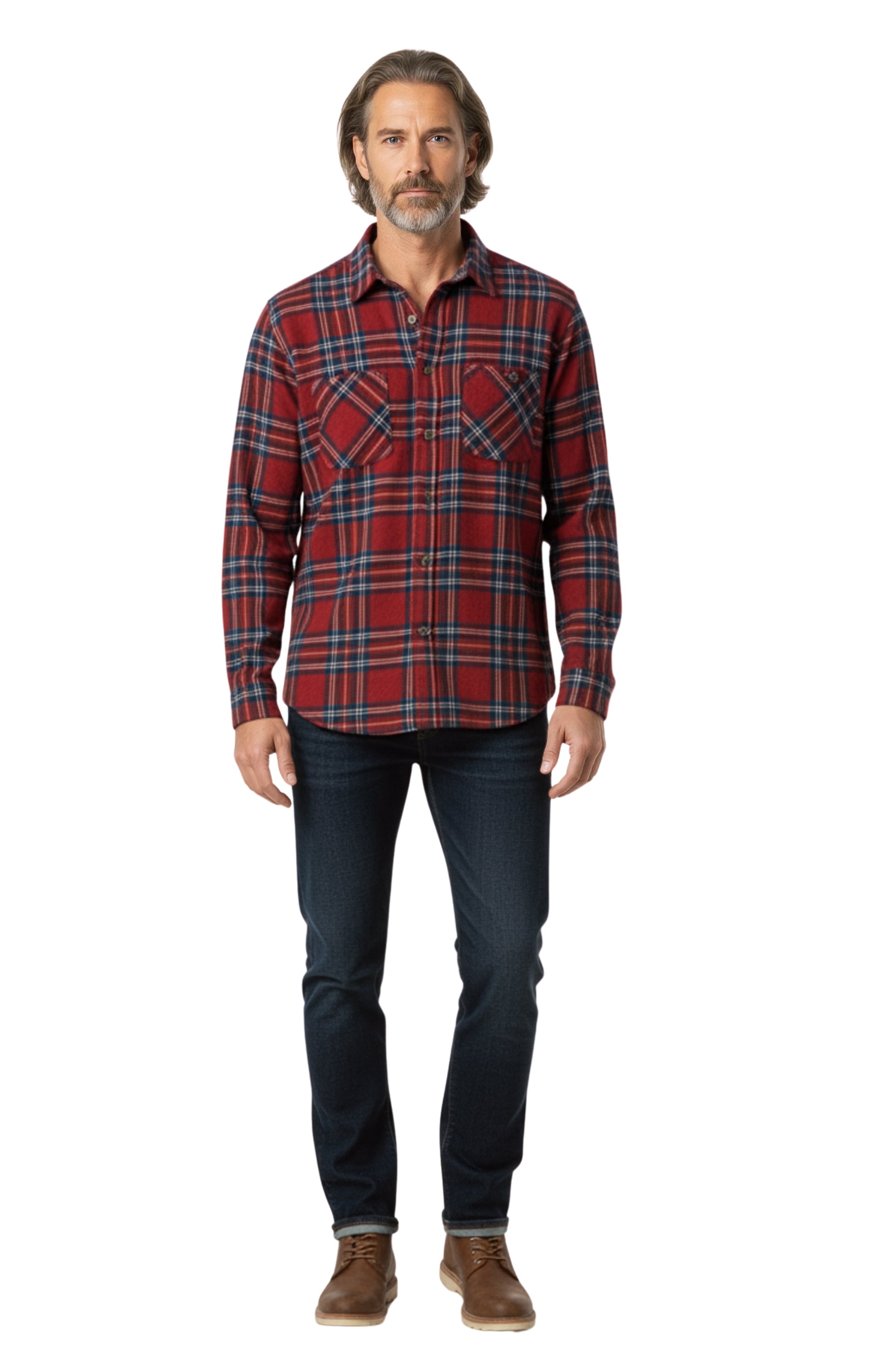 Men's Heathered Fleece Overshirt with Chest Pockets and Tortoise-shell patterned Buttons 4