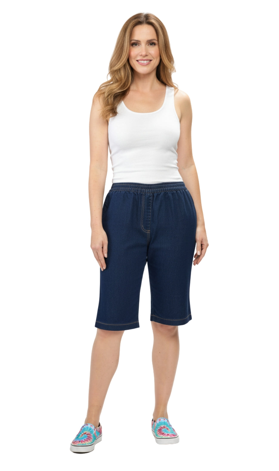 Women's Easy Pull on Bermuda Shorts in Denim and Twill 7