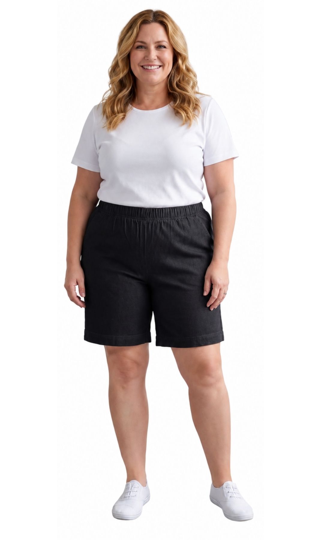 Women's Pull-On Denim and Twill Shorts — Stretch Waist No Zipper 38