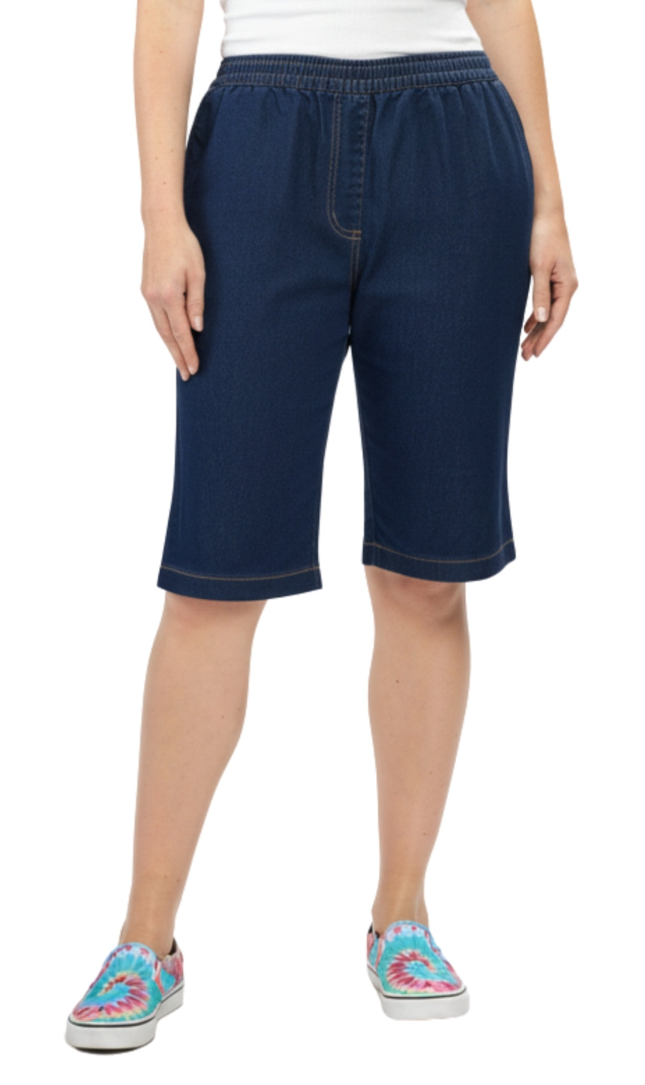 Women's Easy Pull on Bermuda Shorts in Denim and Twill 1