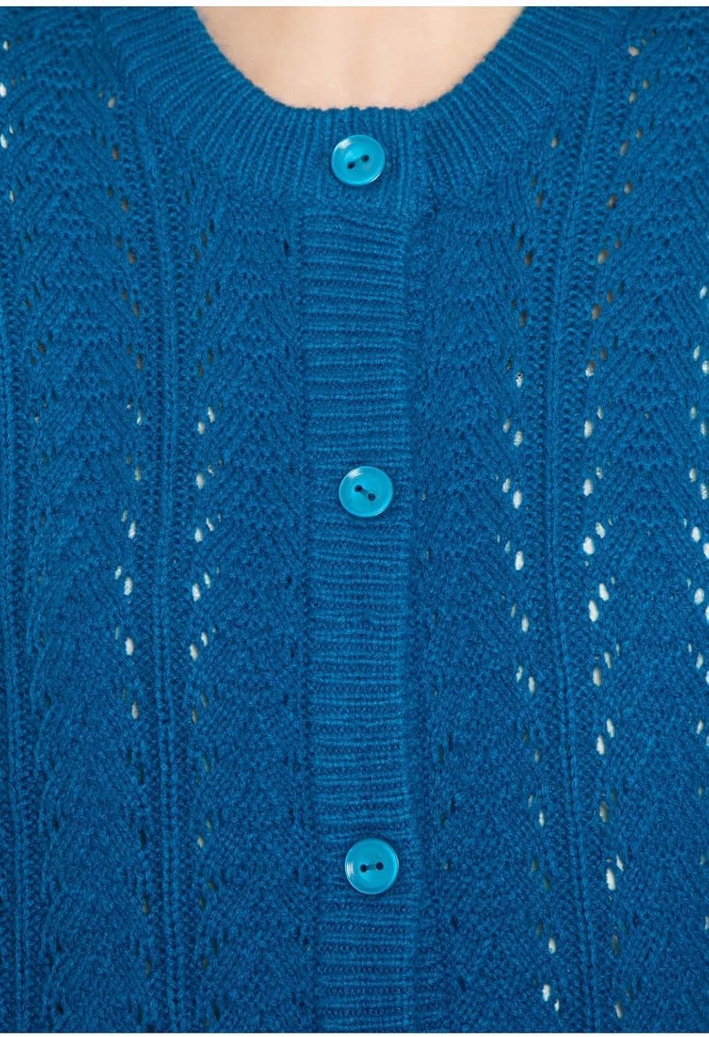 Women's Button Front Crochet Pointelle Cardigan with Pockets 12