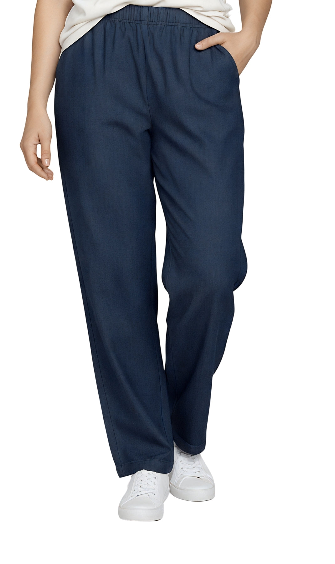 Women's Elastic Waist Pull On Jeans in Denim & Twill - Soft & Lightweight with a bit Stretch