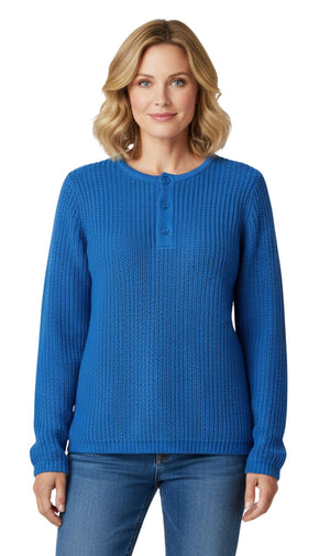 Women's Henley Shaker Knit Sweater