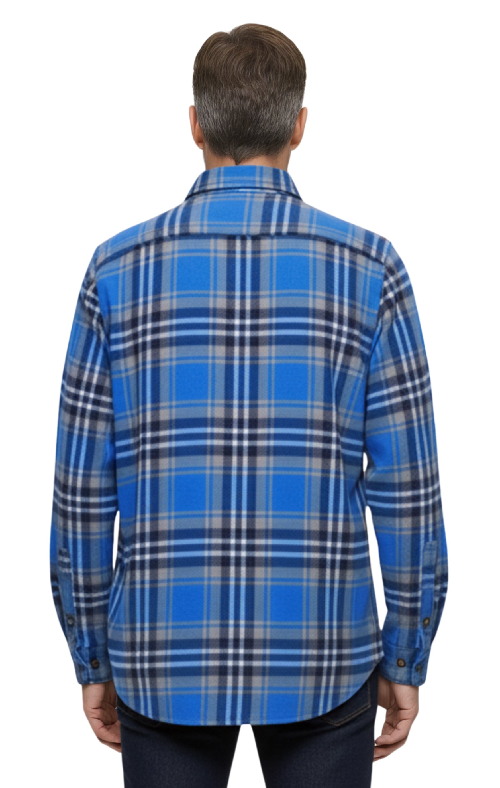Men's Heathered Fleece Overshirt with Chest Pockets and Tortoise-shell patterned Buttons 8
