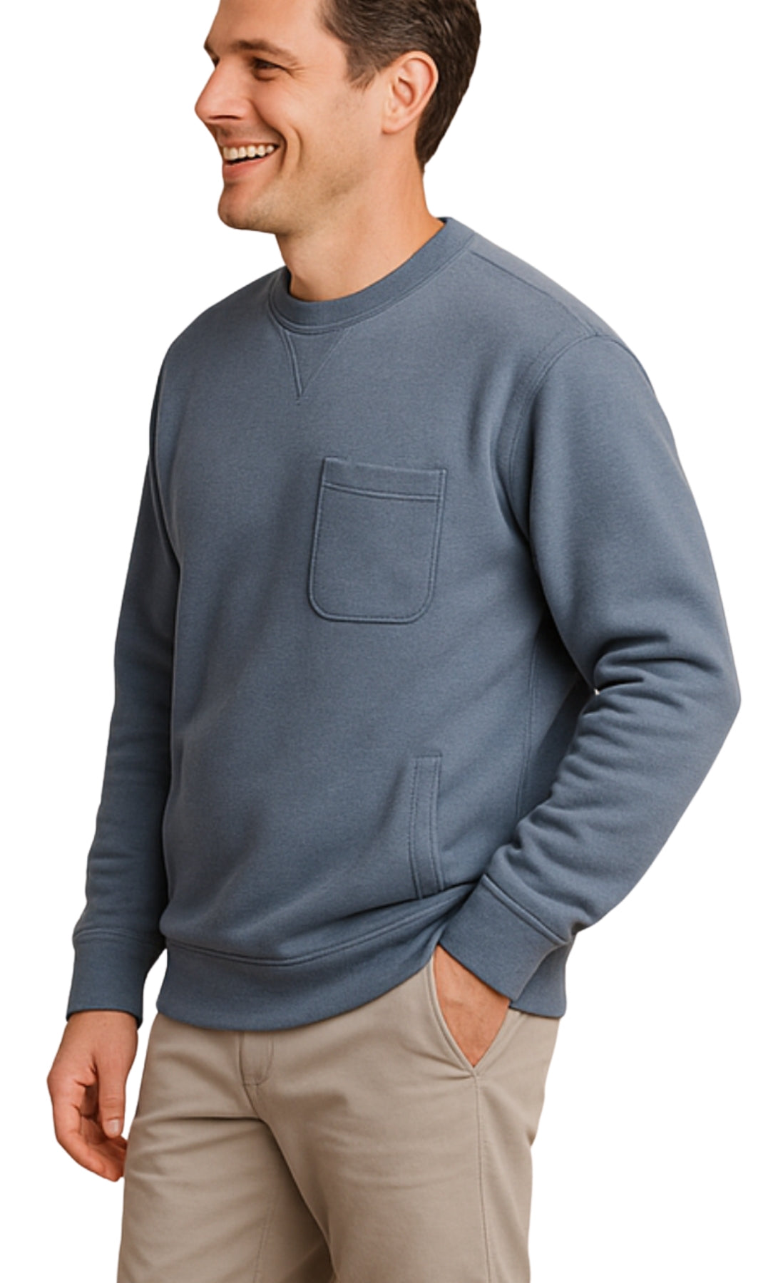 Mens 3-Pocket Fleece Sweatshirt with Raglan Seams, Chest Pocket and Tagless Neck 7
