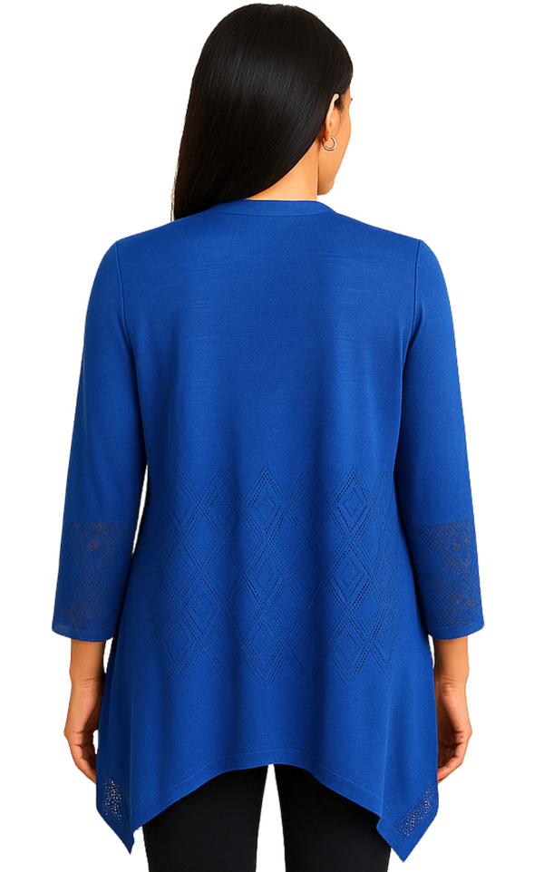 Women's Cascade Front Pointelle Open Front Long Cardigan