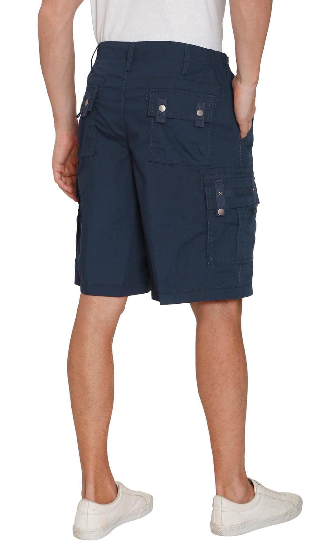 Men's Elastic Waist Cargo Shorts - Comfort and Functionality for Any Adventure navy - Back-  TURTLE BAY APPAREL