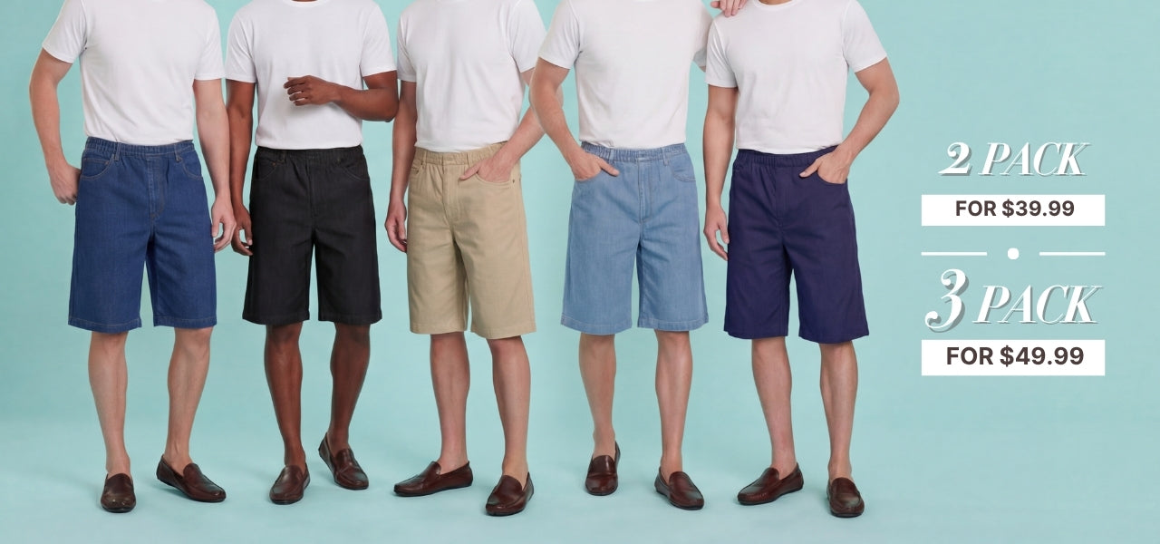 Turtle Bay New York Men's_Denim_Pull_On_Shorts multipacks combo pack