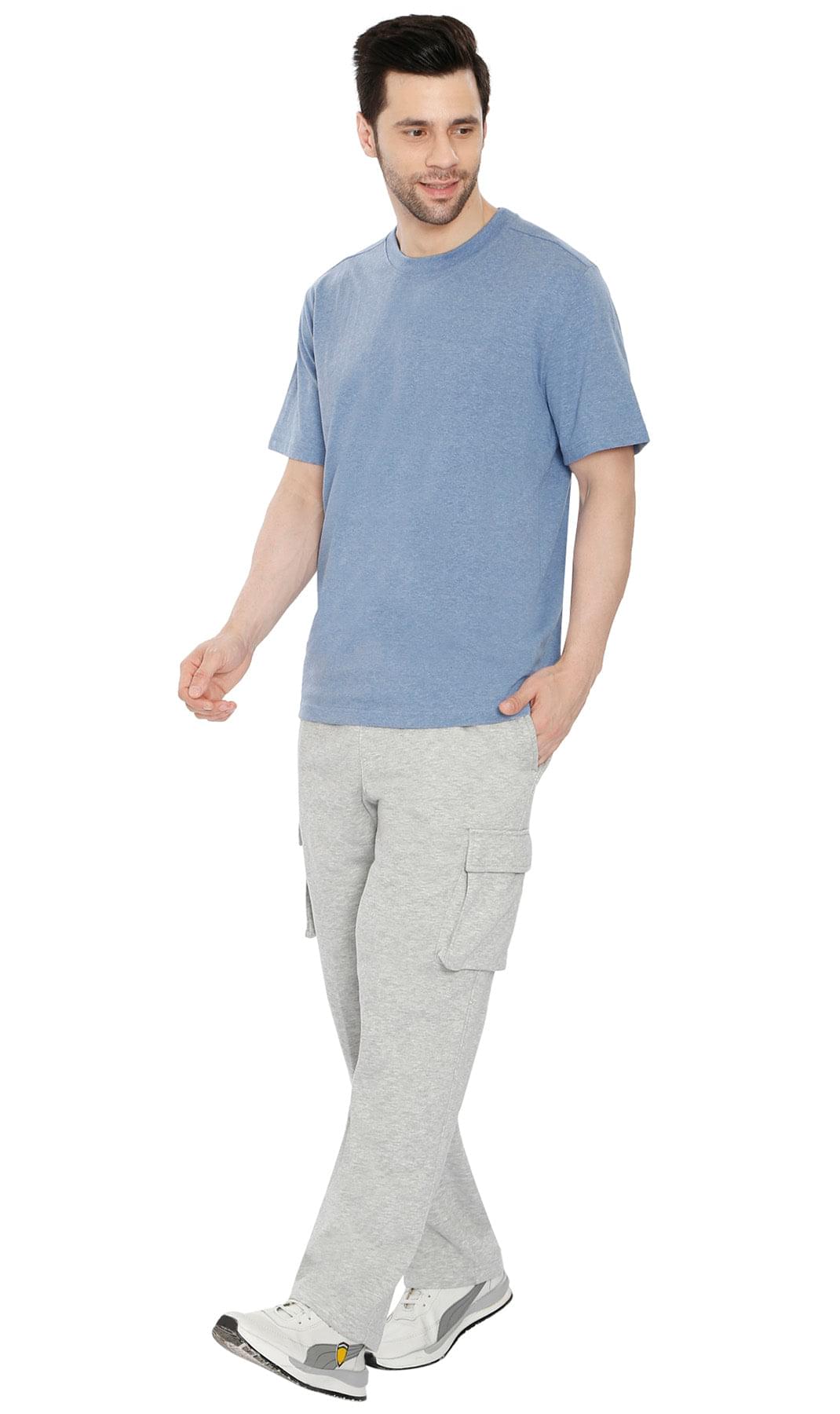 Men's Fleece Cargo Pants - Comfy Sweatpants for No-Chill Chillin' Grey Heather - Full -TURTLE BAY APPAREL