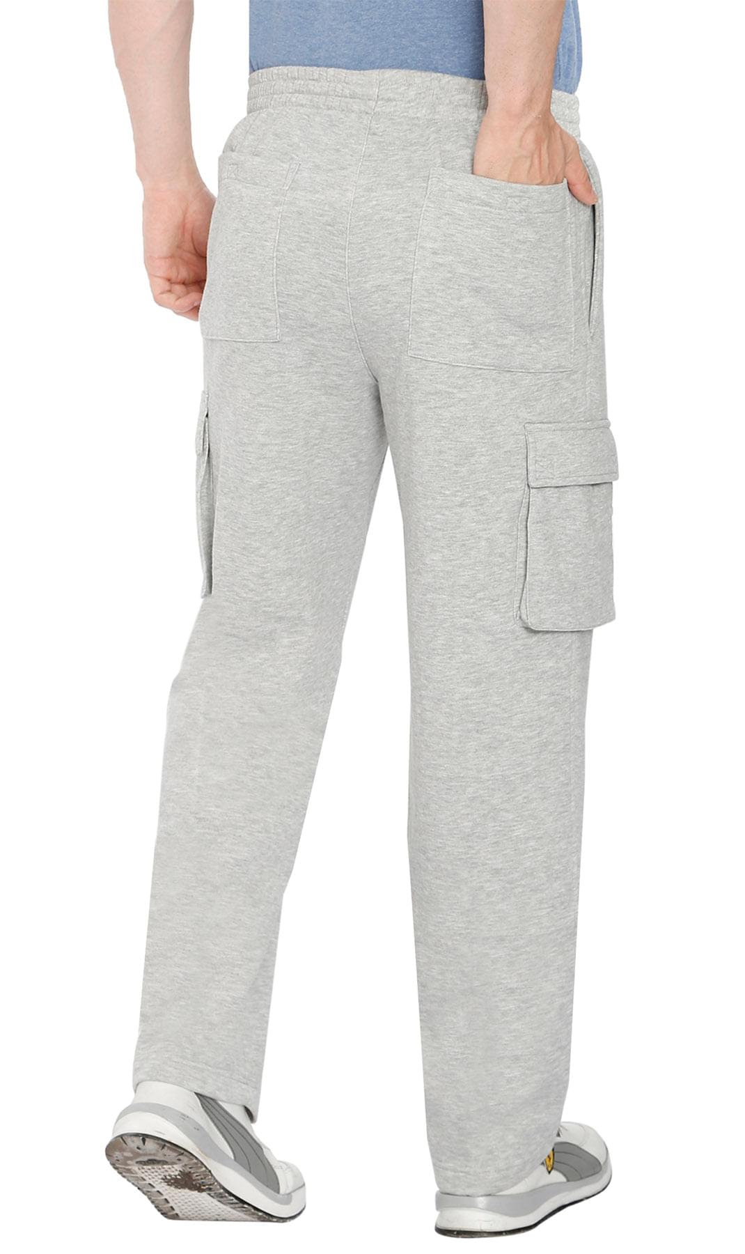 Men's Fleece Cargo Pants - Comfy Sweatpants for No-Chill Chillin' Grey Heather - Back -TURTLE BAY APPAREL