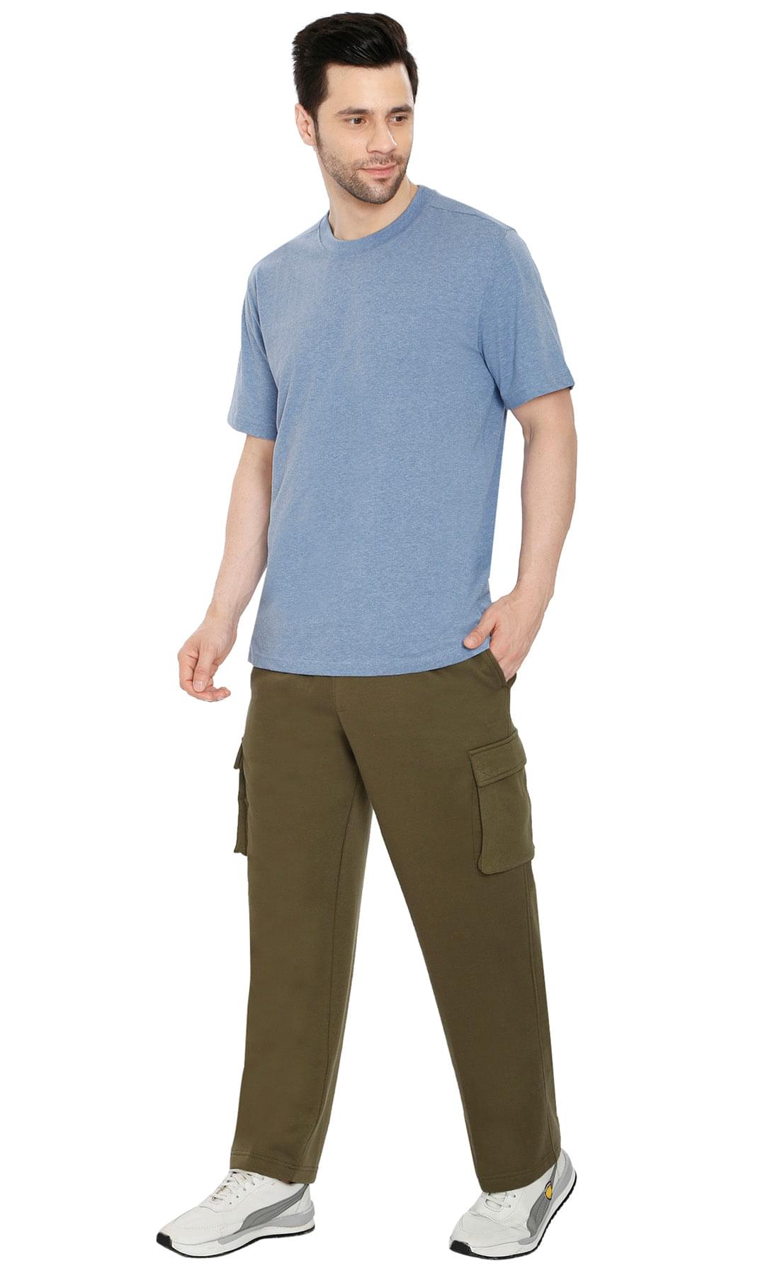 Men's Fleece Cargo Pants - Comfy Sweatpants for No-Chill Chillin' OLIVE - Full- TURTLE BAY APPAREL