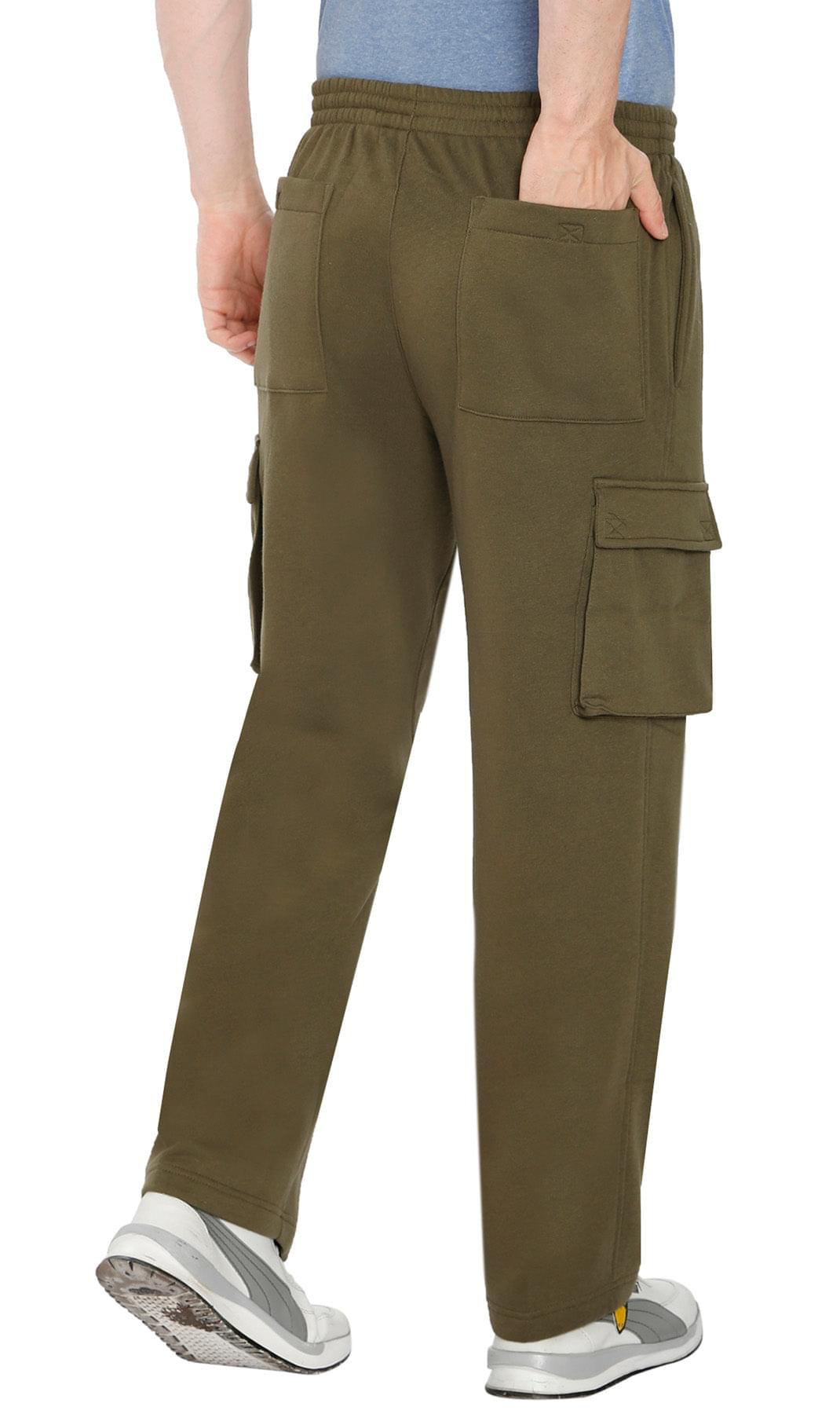 Men's Fleece Cargo Pants - Comfy Sweatpants for No-Chill Chillin' OLIVE - Back- TURTLE BAY APPAREL