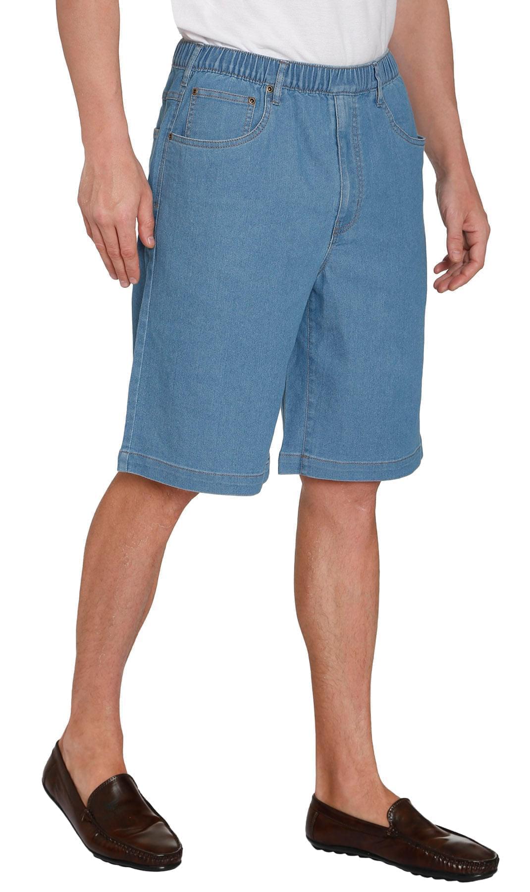 Men's Pull On Shorts - Easy Step-In Styling Free of Buttons and Snaps -Stone Wash - Side -TURTLE BAY APPAREL