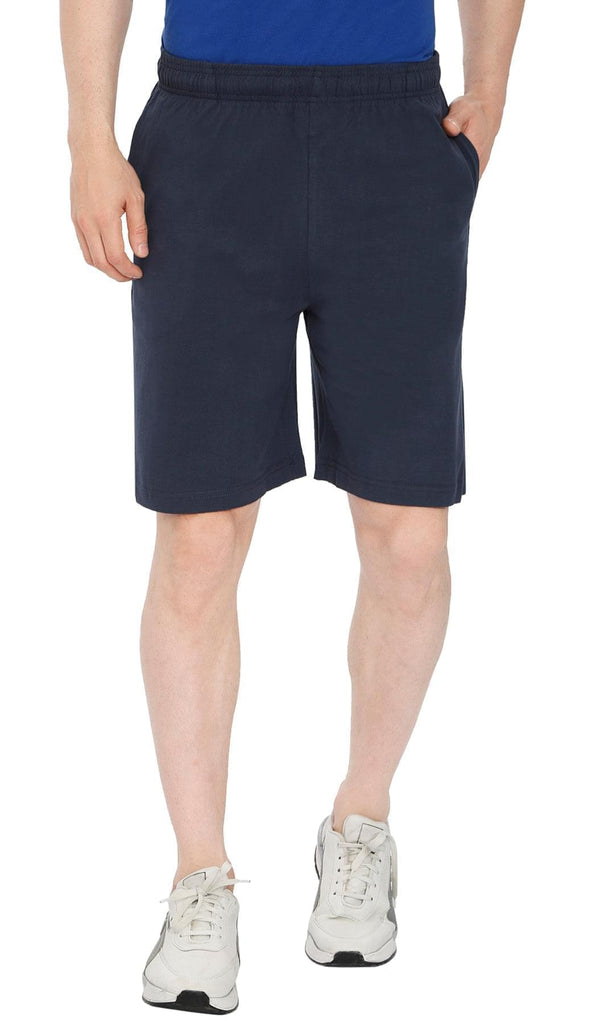 Mens Knit Shorts -  Navy - Front - TURTLE BAY APPAREL