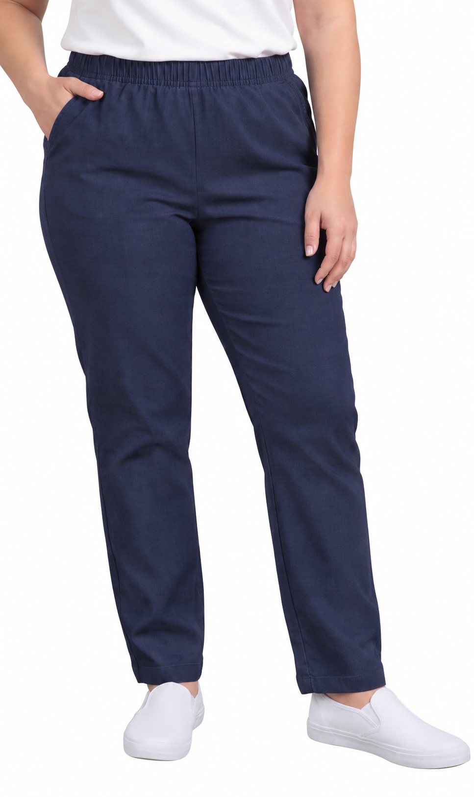 Women's Lightweight Pull-On Denim Jeans — Elastic Waist No Zipper 24