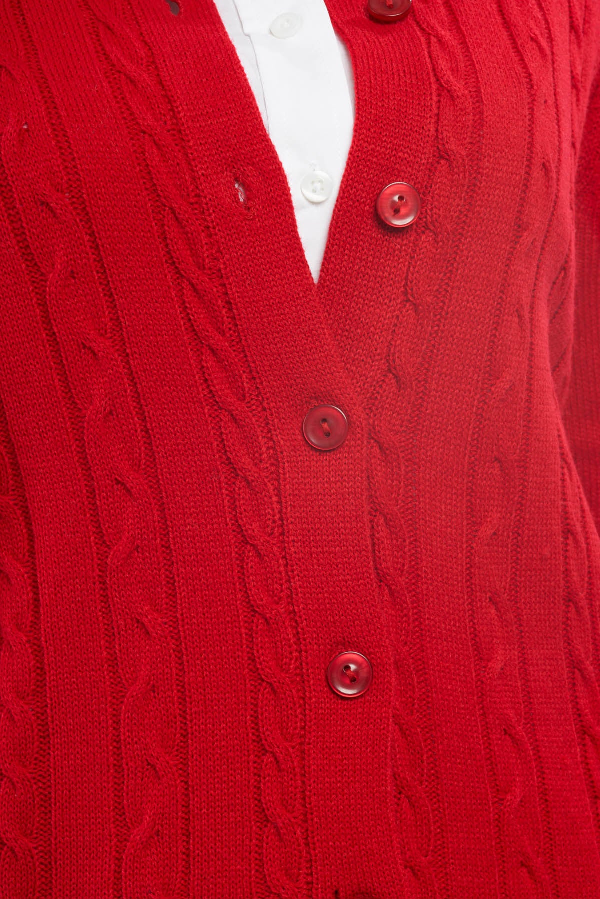 Women's Classic Button Front Cable Knit Cardigan in Soft Acryllic 18