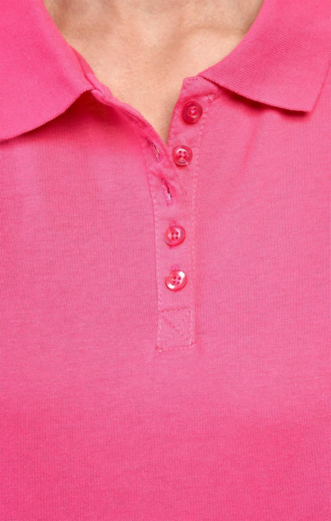 Women's Jersey Knit Polo - Pink - close up -TURTLE BAY APPAREL