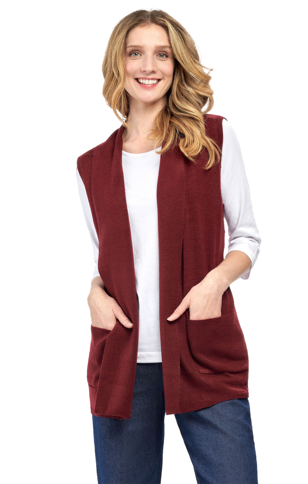 Women's Long Sleeveless Open Front Soft Shawl Collar Vest 3