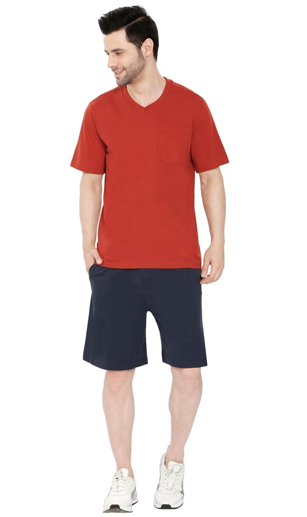 Men's V-Neck T-Shirt with Pocket ÔÇô The Dressier Tee -  Redwood - full - TURTLE BAY APPAREL