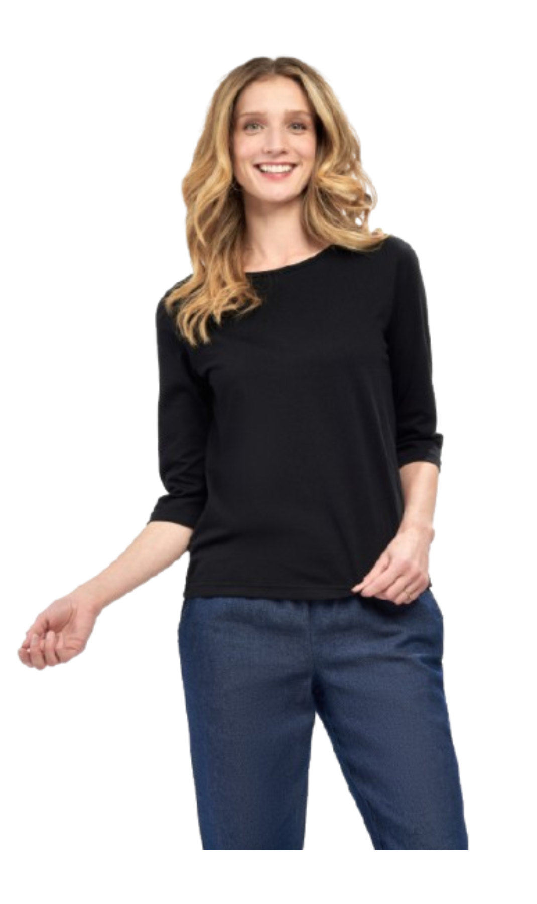 Women's Classic Comfort Fit 3/4 Sleeve length Crew Neck Jersey knit T-Shirt 10