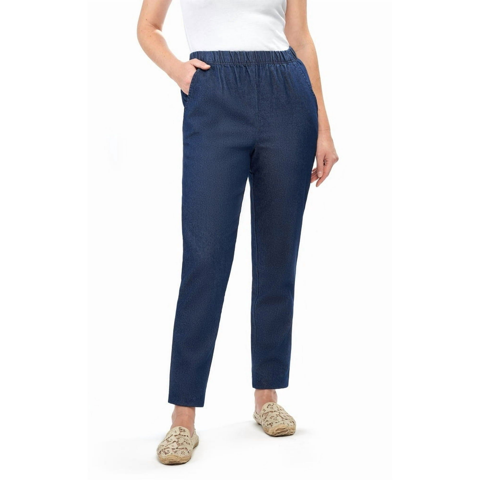 Women's Elastic Waist Pull On Jeans in Denim & Twill - Soft & Lightweight with a bit Stretch 9