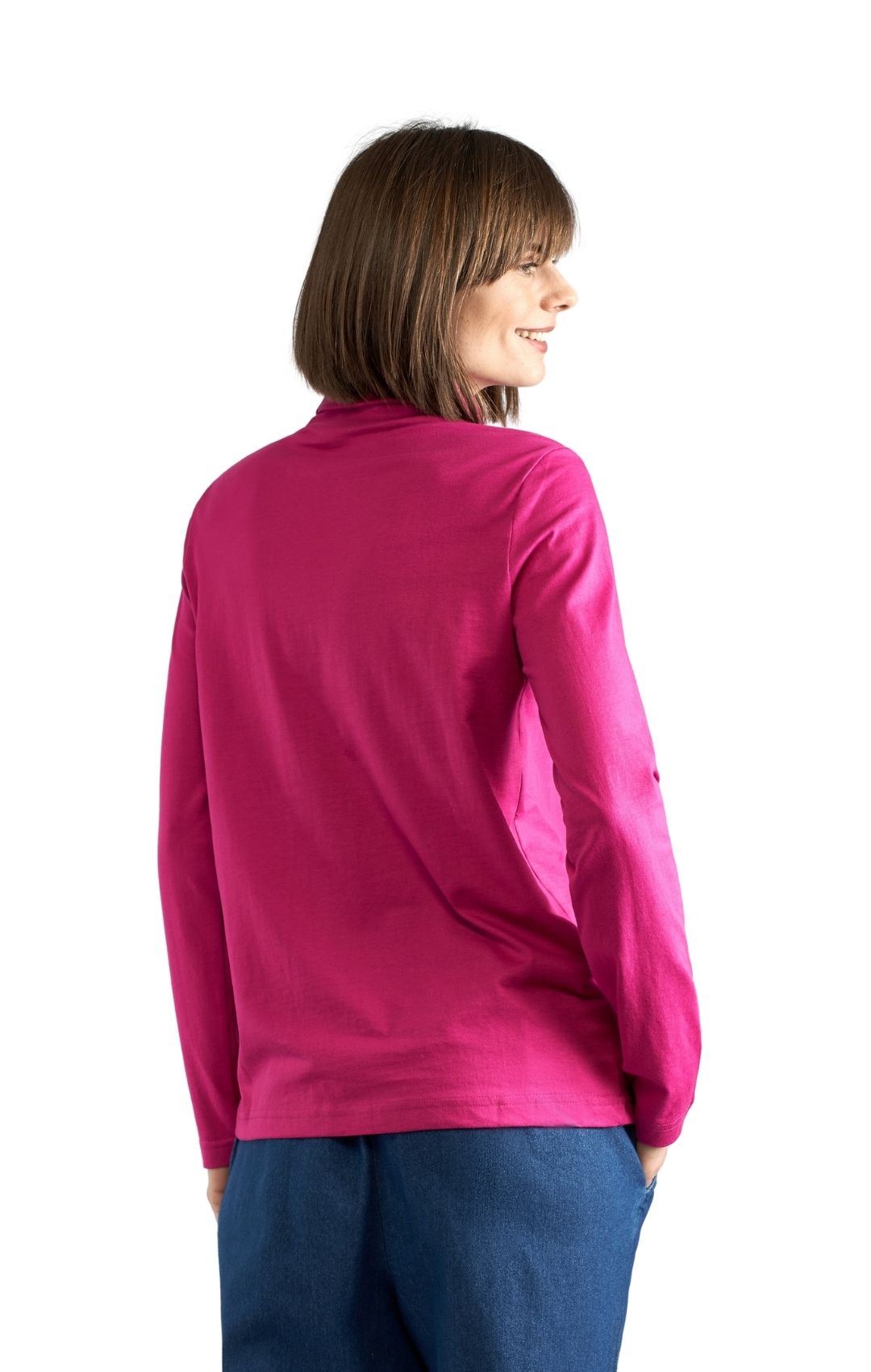 Women's Relaxed fit Long Sleeved Turtleneck Top Deeporchid back