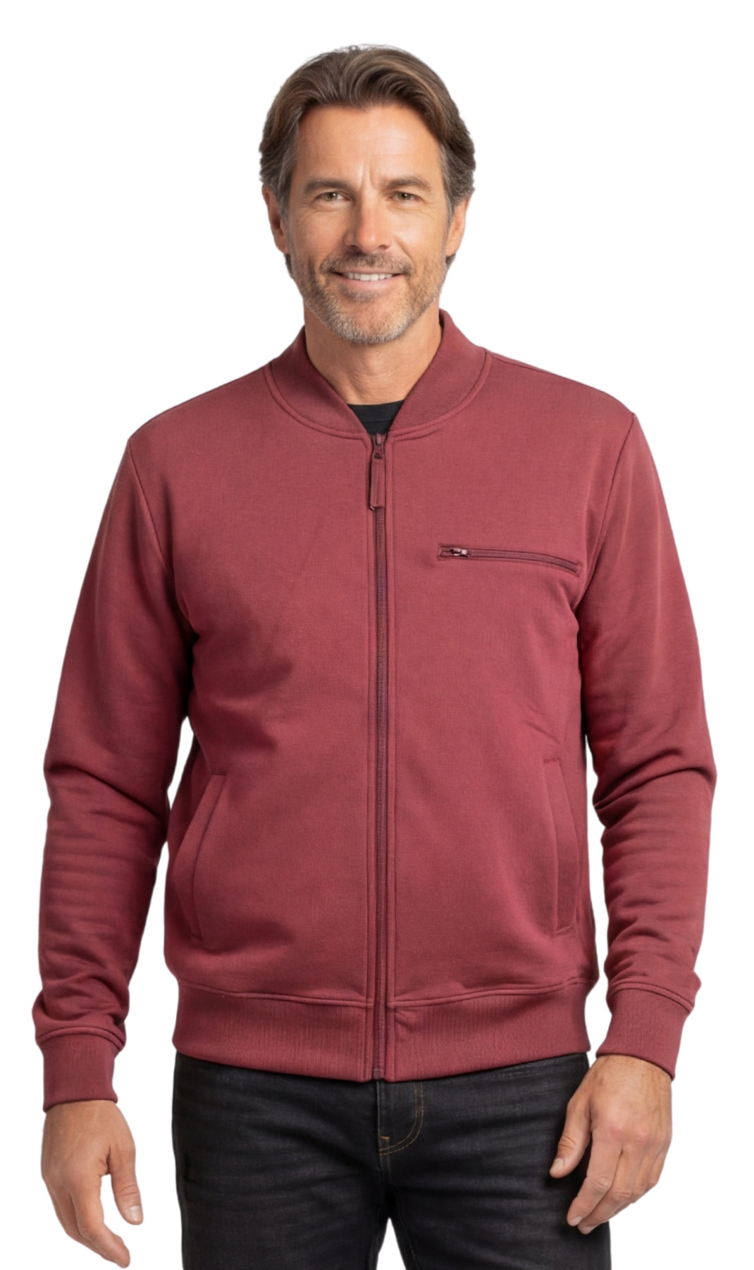 Men's Classic Zip-Up Baseball Fleece Jacket in Lightweight Cotton Blend Fabric with Sporty Edge 10