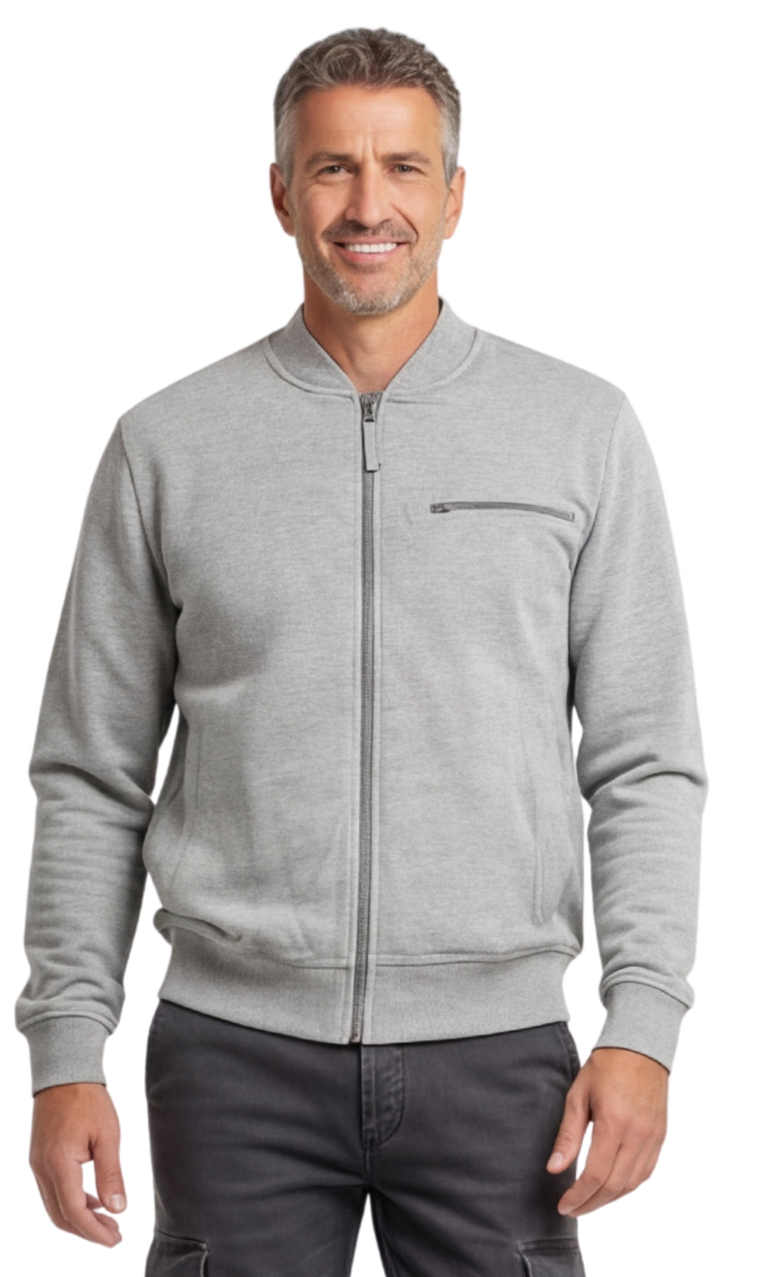 Men's Classic Zip-Up Baseball Fleece Jacket in Lightweight Cotton Blend Fabric with Sporty Edge 14