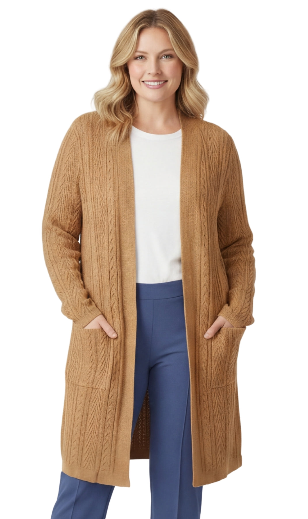 Women's Cable Knit Duster Sweater with Pockets Effortless Longline Cardigan for Everyday Warmth 3
