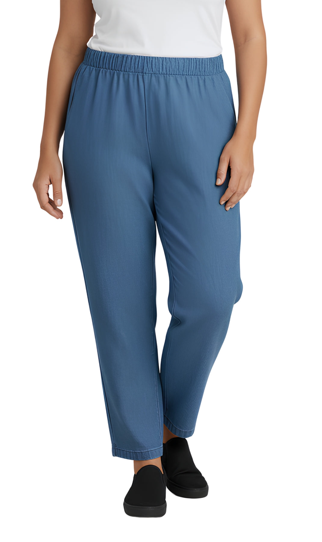 Women's Elastic Waist Pull On Jeans in Denim & Twill - Soft & Lightweight with a bit Stretch 10